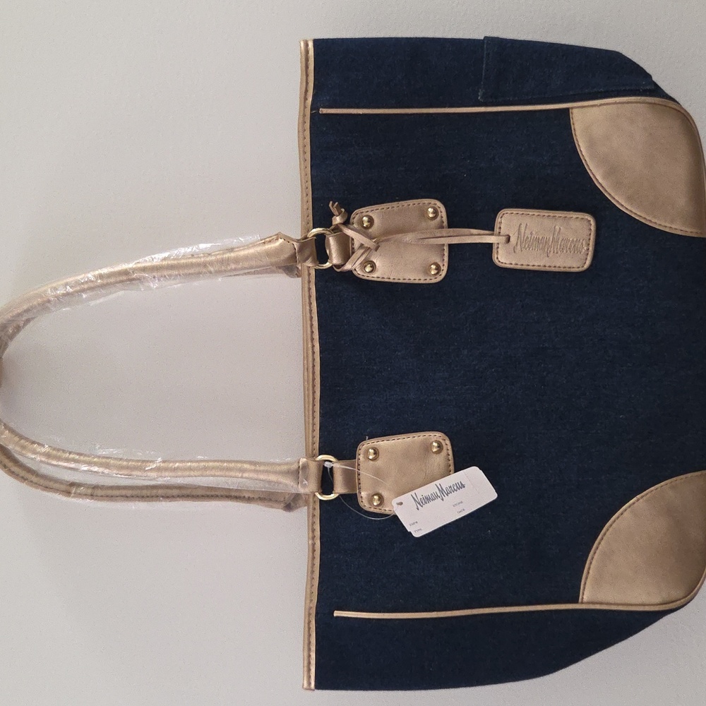 Neiman Marcus Denim and Gold Women's Tote